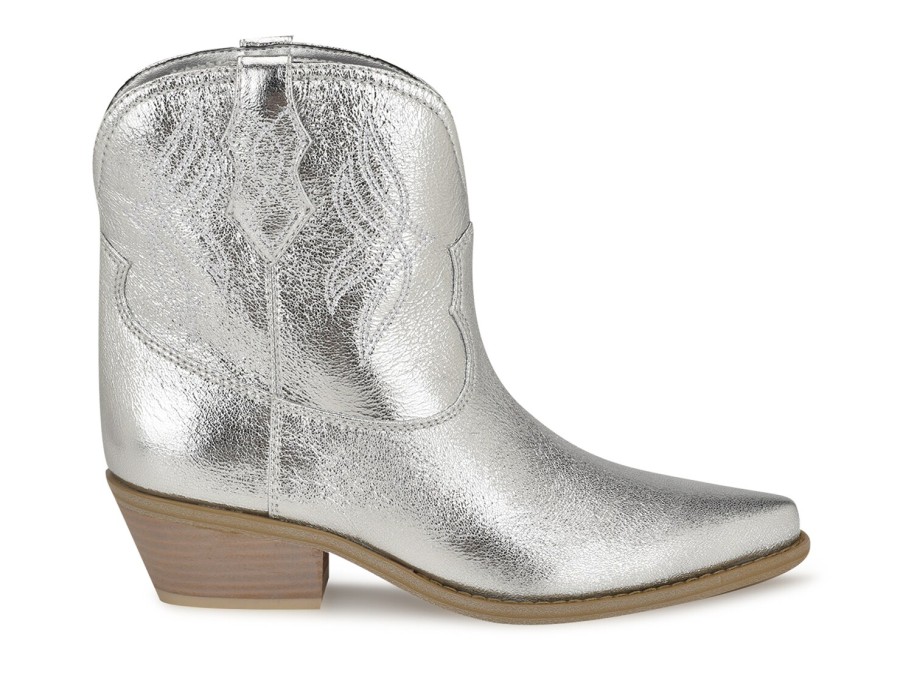 Best Nine West Texen Western Bootie Silver Metallic