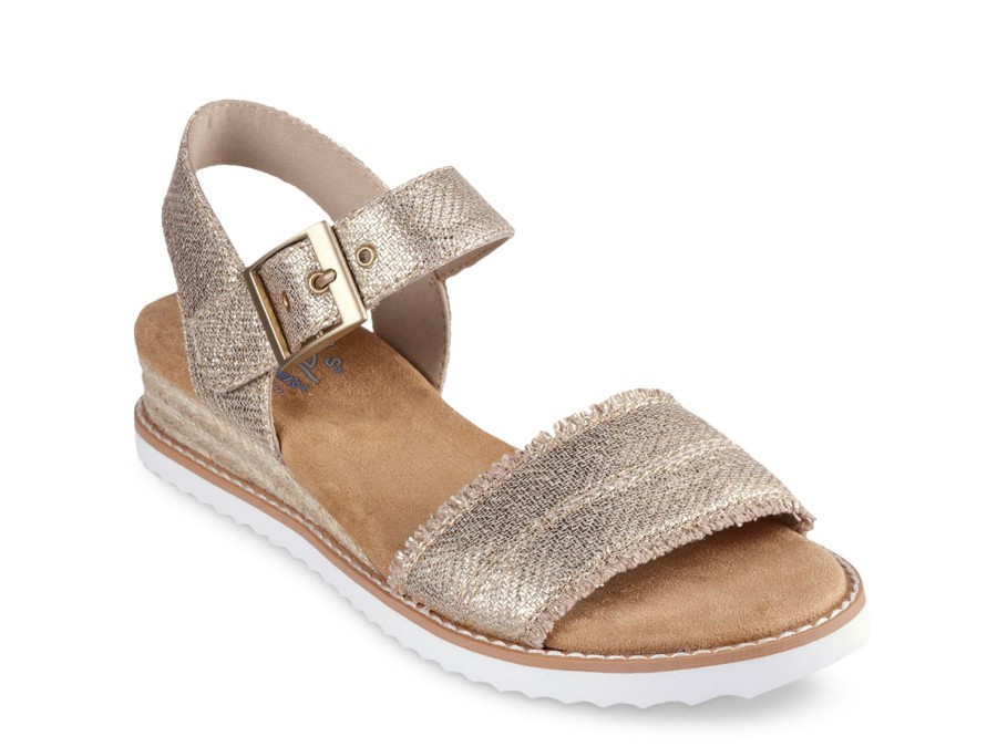 Hot Skechers Bobs From Skechers Desert Kiss Gold Crush Wedge Sandal Gold Metallic