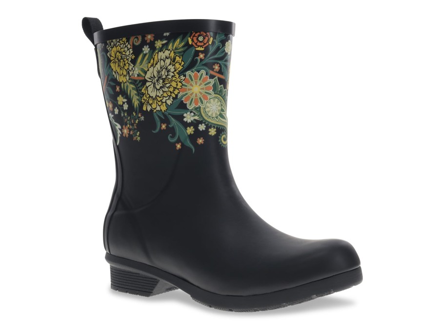 Online Chooka Classic Mid Rain Boot Black Floral Print