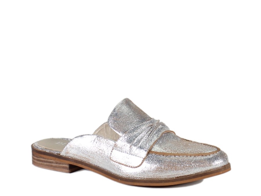 New Diba True Au Pair Mule Silver Metallic Suede