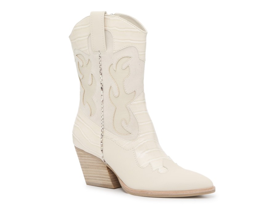 Hot Dolce Vita Lunar Cowboy Boot Off White Croc Print