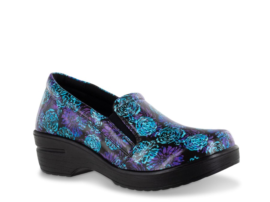 Online Easy Works by Easy Street Leeza Work Slip-On Black/Multicolor Floral