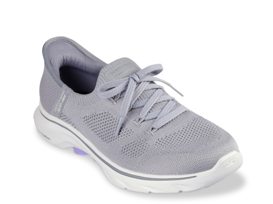 New Skechers Hands Free Slip-Ins Go Walk 7 Via Slip-On Sneaker - Women'S Grey/Purple