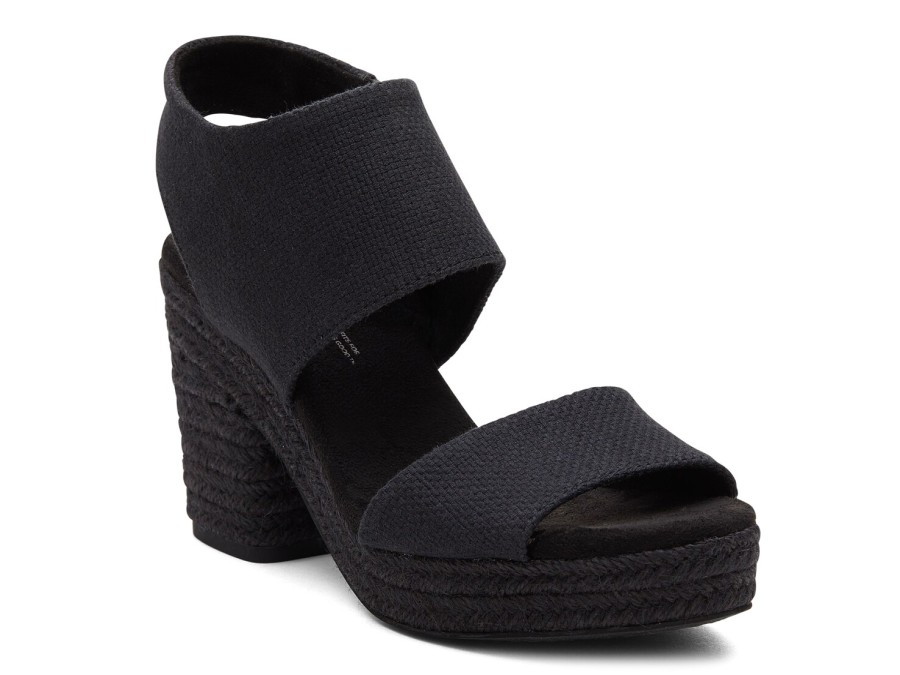 Clearance TOMS Majorca Espadrille Platform Sandal Black