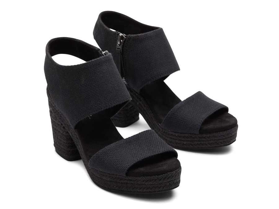 Clearance TOMS Majorca Espadrille Platform Sandal Black