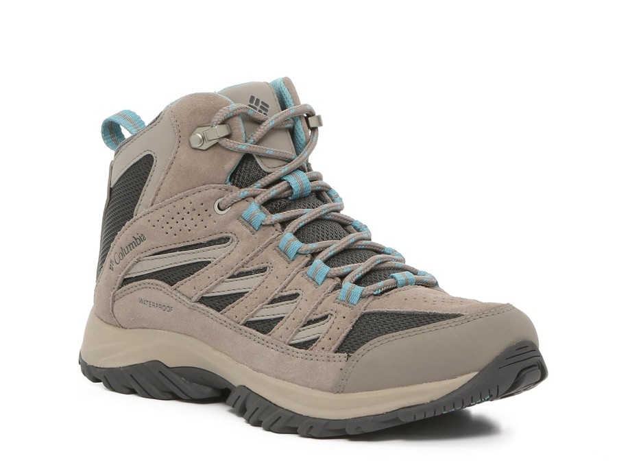 Clearance Columbia Crestwood Wide Hiking Boot - Women'S Light Grey/Dark Grey/Blue