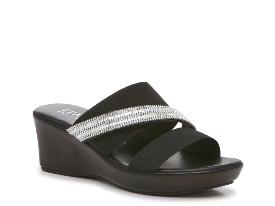 Clearance Italian Shoemakers Boom Wedge Sandal Black