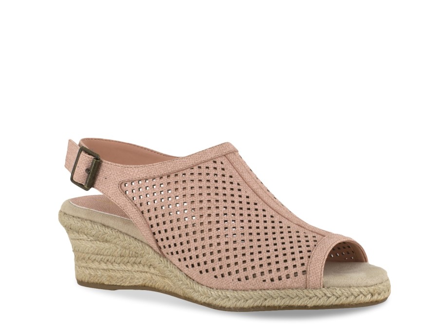 New Easy Street Stacy Espadrille Wedge Sandal Light Pink