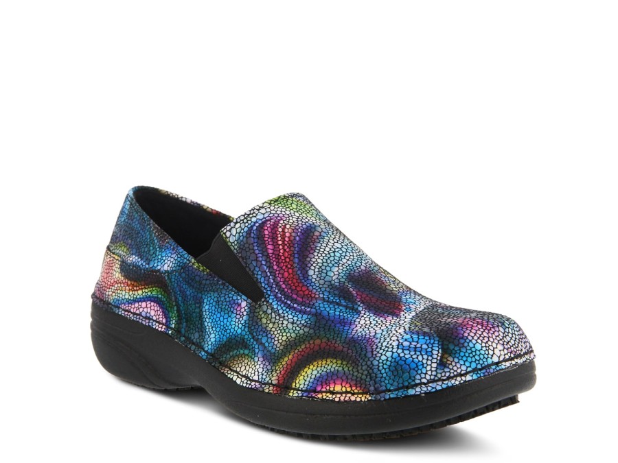 Online Spring Step Manila Work Clog Blue/Multicolor