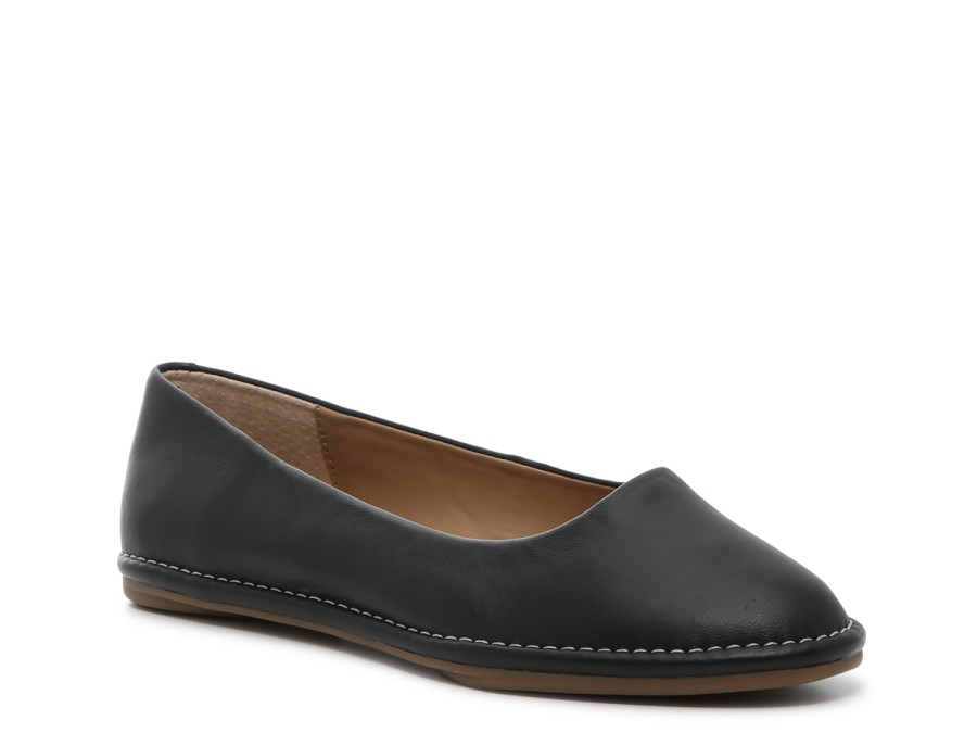 Hot Crown Vintage Davi Skimmer Flat Black Leather