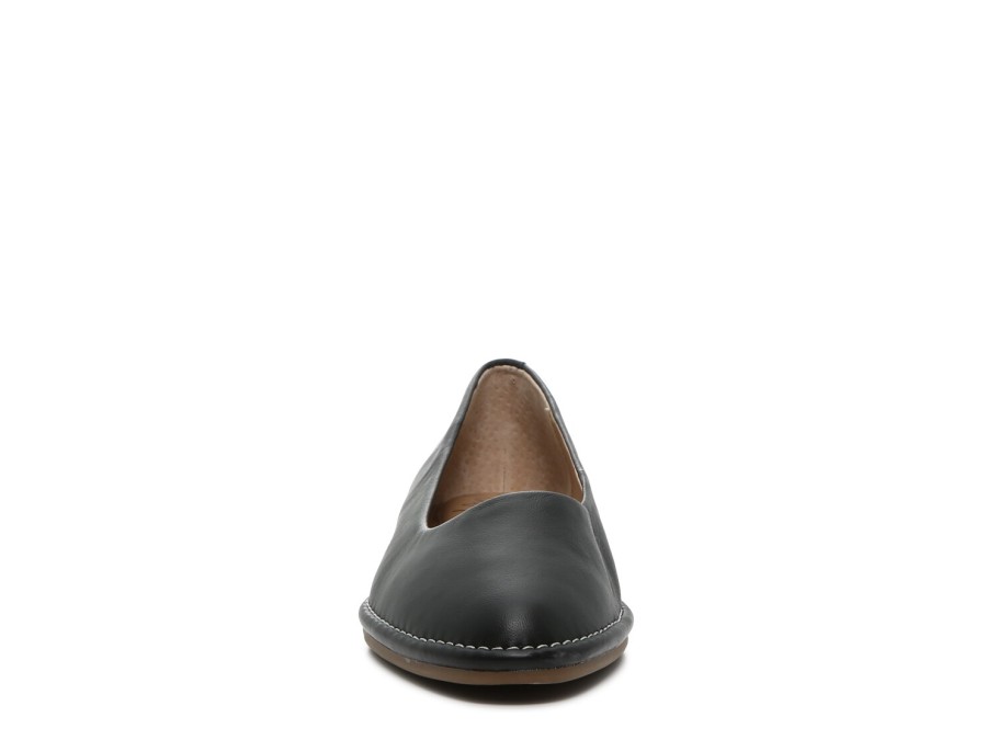 Hot Crown Vintage Davi Skimmer Flat Black Leather