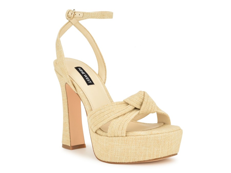 Clearance Nine West Irna Platform Sandal Light Natural