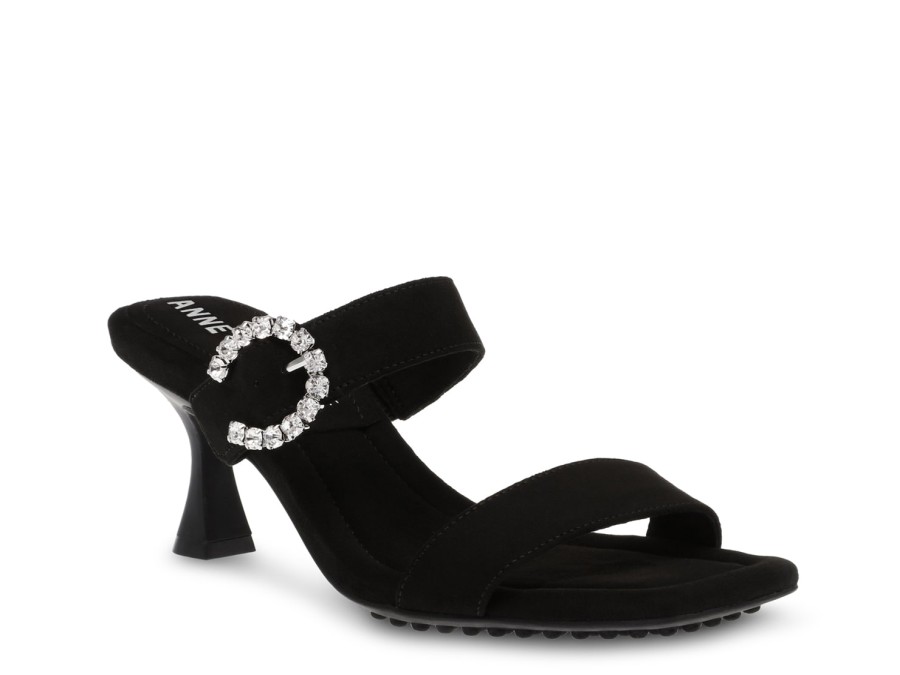 New Anne Klein Josie Sandal Black Suede