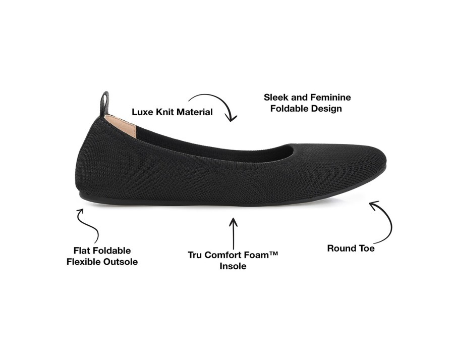 Hot Journee Collection Jersie Foldable Ballet Flat Black