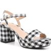 Online Bandolino Pennie Platform Sandal Black/White Gingham Plaid Fabric