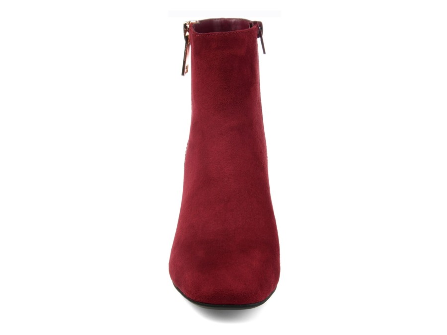 Wholesale Journee Collection Sarah Bootie Burgundy Plaid Print Faux Suede