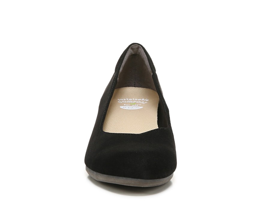 Clearance Dr. Scholl's Be Ready Wedge Pump Black Fabric/Stacked Heel