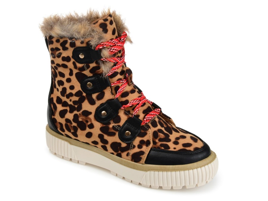 Hot Journee Collection Glacier Platform Bootie Brown/Black Leopard Print