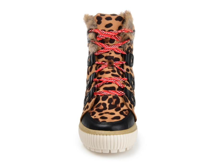 Hot Journee Collection Glacier Platform Bootie Brown/Black Leopard Print