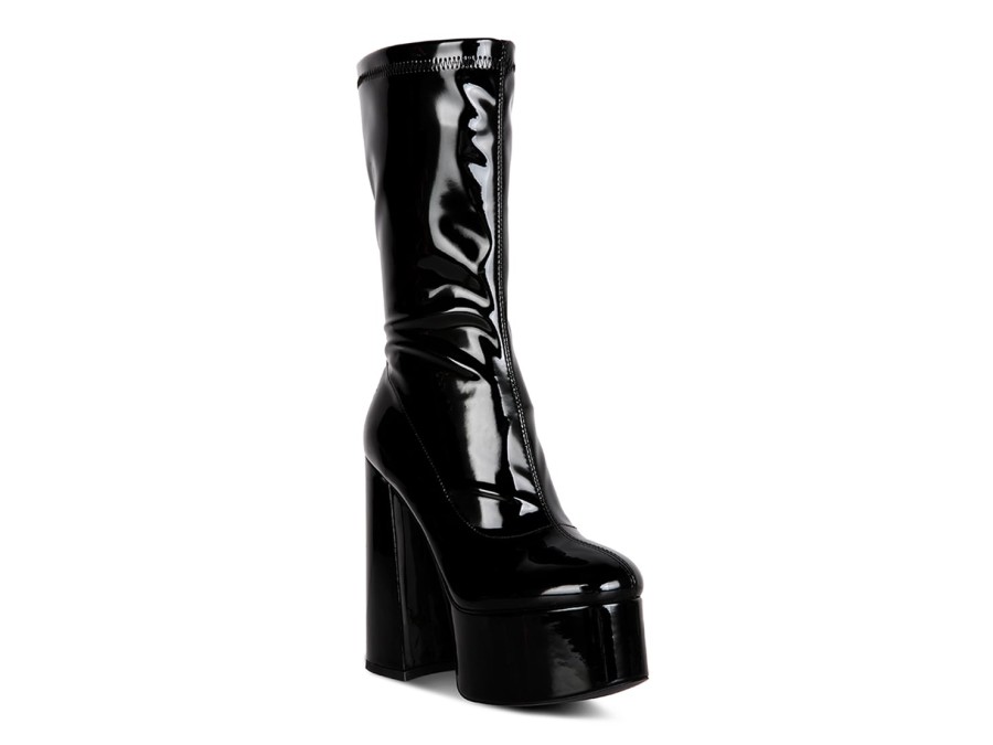 New London Rag Vinkele Platform Boot Black