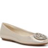 Hot Kelly & Katie Hiliah Medallion Ballet Flat Champagne Shimmer Fabric