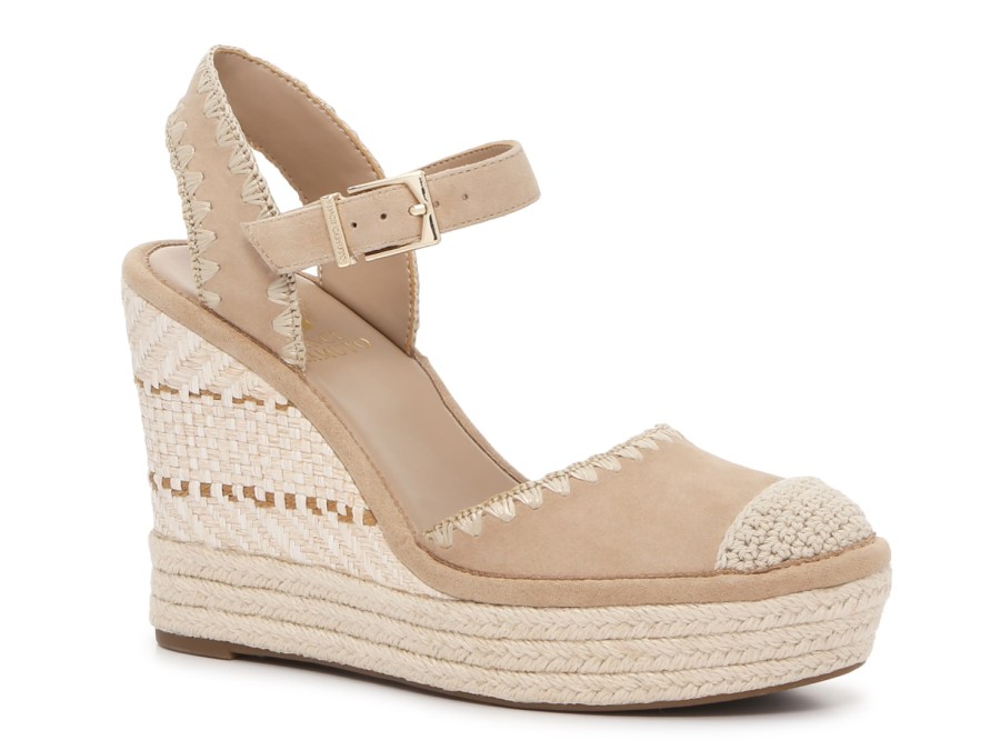 Clearance Vince Camuto Artemea Wedge Sandal Natural Tan/Oat Milk Beige