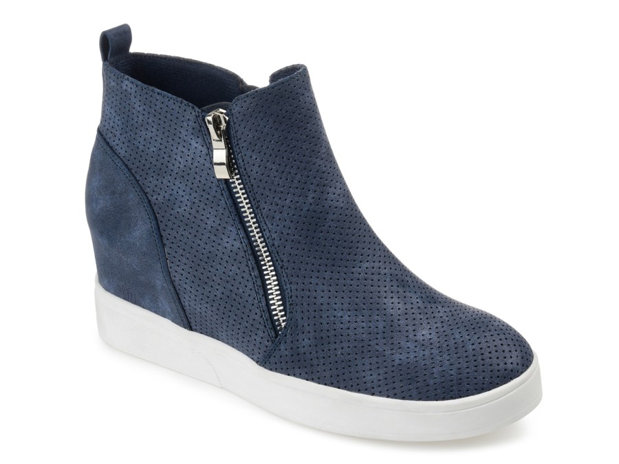 Wholesale Journee Collection Pennelope High-Top Wedge Sneaker Navy