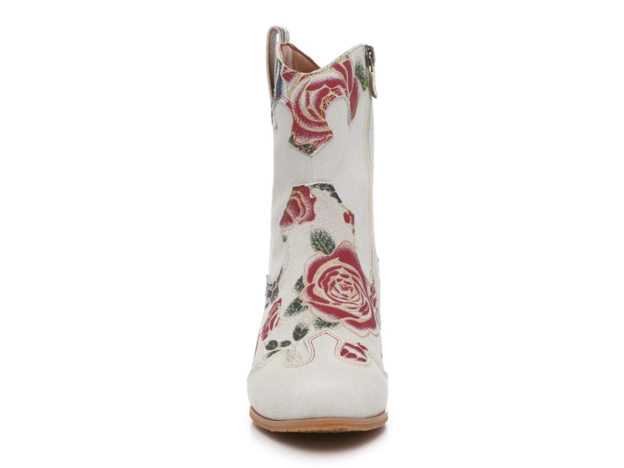 Clearance L'Artiste by Spring Step Blayne Western Boot Light Grey/Red/Multicolor Floral Print