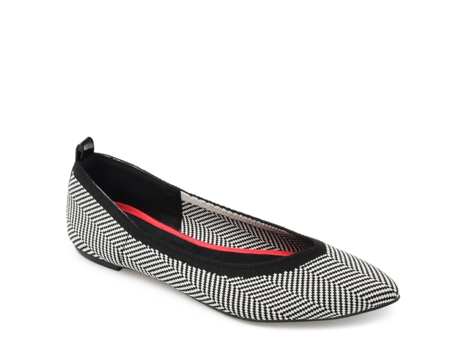 Clearance Journee Collection Karise Flat Black/White Herringbone