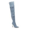 New Steve Madden Brittany Thigh High Wide Calf Boot Light Blue