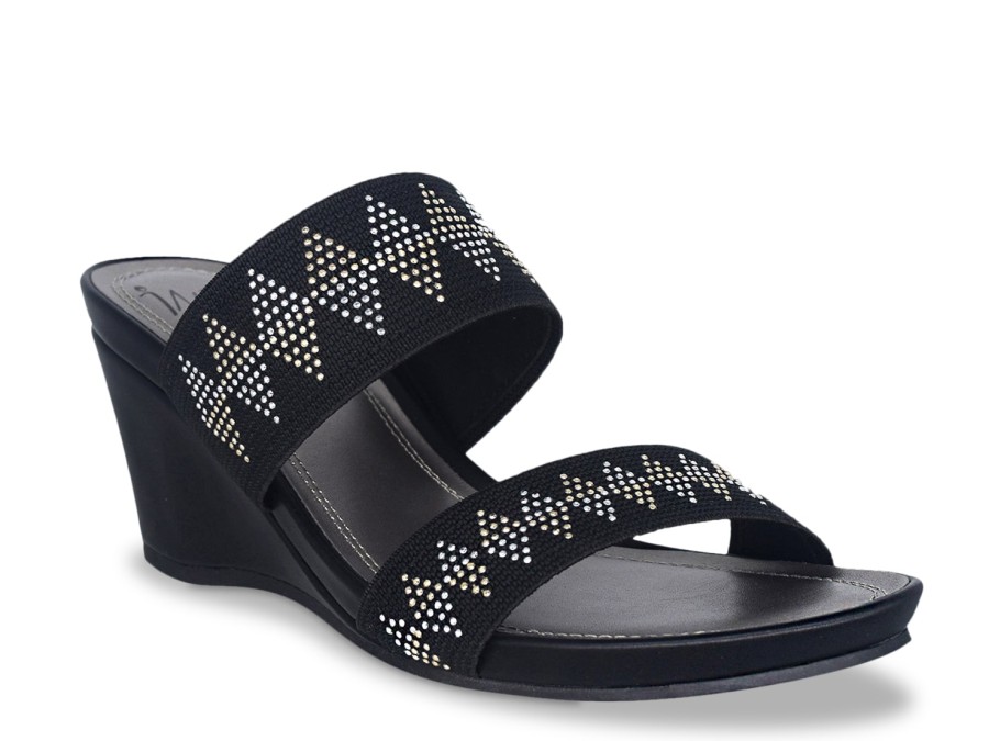 Hot Impo Voice Wedge Sandal Black